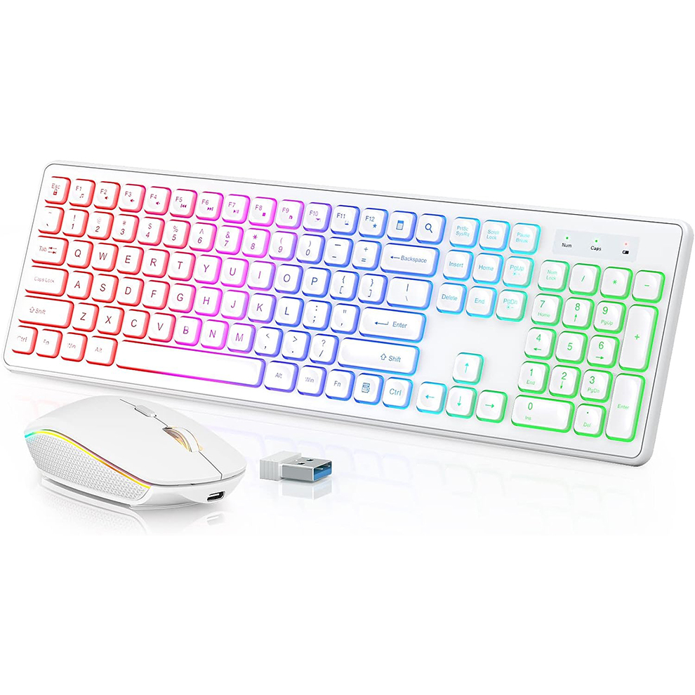 Gaming Keyboard Ergonomic - Беспроводная клавиатура и мышь с подсветкой,